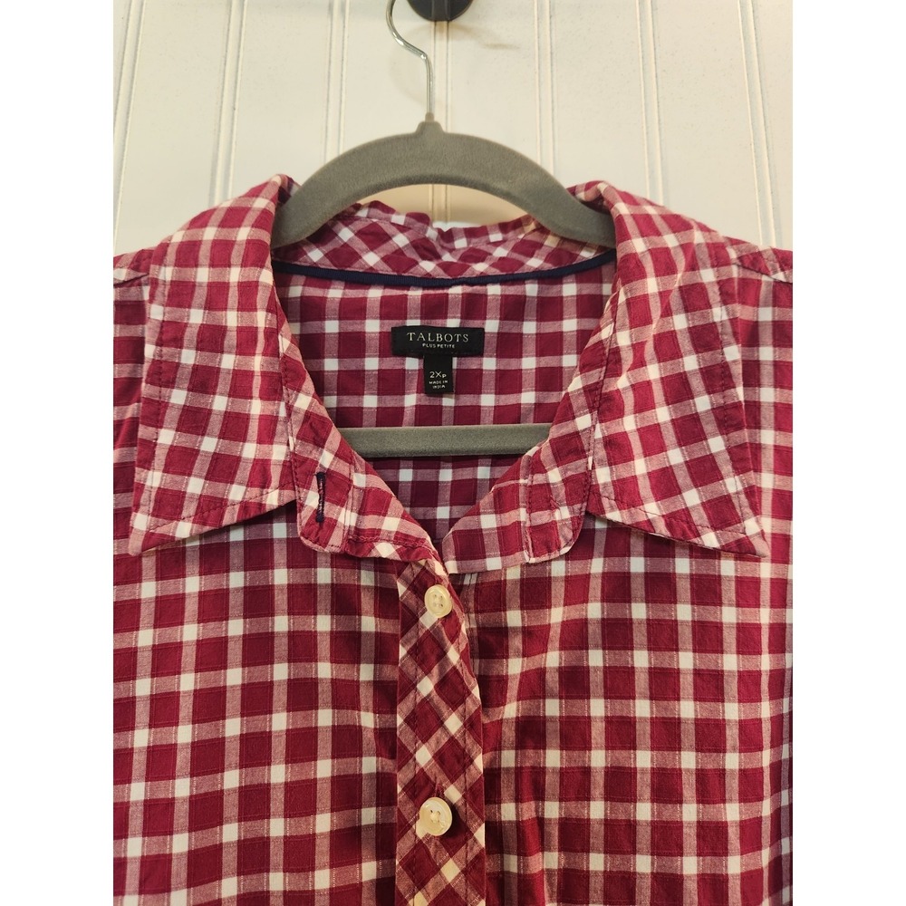 Talbots Women's Hot Pink Gingham Plaid Button-down Shirt Size 2XL Petite Casual - Picture 4 of 12